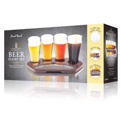Final Touch 8.5 oz Clear Glass/Wood Beer Flight Board