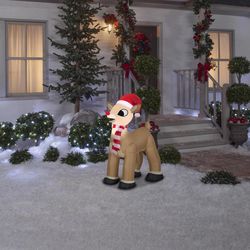 Rudolph Airblown Christmas Inflatable Rudolph the Red-Nosed Reindeer in Santa Hat and Scarf 42 in. I