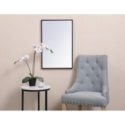 Home Living 18 in. H X 28 in. W Black Metal Wall Mirror