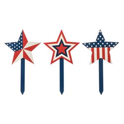 Glitzhome Multicolored Wood 15 in. H X 8.25 in. L Star Yard Stake Set