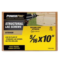 PowerPro 5/16 in. X 10 in. L Star Carbon Steel Lag Screw 1 pk