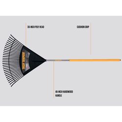 True Temper 68 in. 30 Tine Poly Rake Wood Handle
