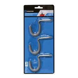 Crawford 2.66 in. L Vinyl Coated Gray Steel Medium Duty Storage Hook 20 lb. cap. 3 pk