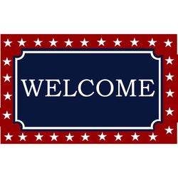Rockport Premium Americana 18 in. W X 28 in. L Multicolored Welcome with Star Border Coir Door Mat