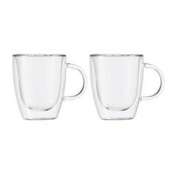 OGGI Brew Clear Borosilicate Glass Double Wall Insulated Mug 3-1/2 in. D 2 pc