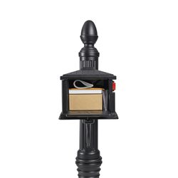 Architectural Mailboxes Stratford Decorative Plastic Post Mount Black Mailbox and Post Kit