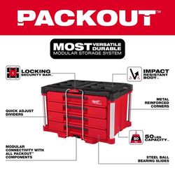 Milwaukee Packout 16.3 in. Modular 4-Drawer Tool Box Black/Red