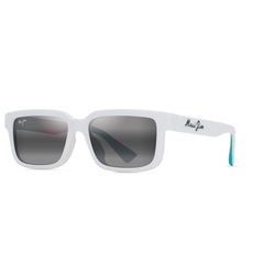 Maui Jim Hiapo Asian Fit Sunglasses Unisex Matte White Frame Neutral Gray Lens Polarized