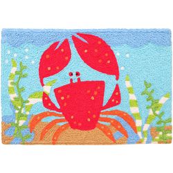 Jellybean 30 in. W X 20 in. L Multicolored Happy Red Crab Polyester Accent Rug