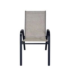 Living Accents Tan Sling Black Steel Frame Stackable Dining Chair