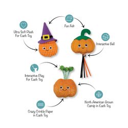 Pet Shop by Fringe Studio Multicolored Plush Witch Of The Patch Cat Toy 3 pk