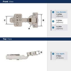 Amerock Functional Hardware 2-7/16 in. W X 4-7/16 in. L Nickel Silver Zinc Full Frameless Concealed