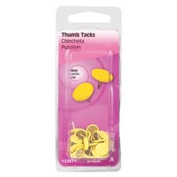 HILLMAN 5/16 in. L Yellow Steel Thumb Tacks 1 pk