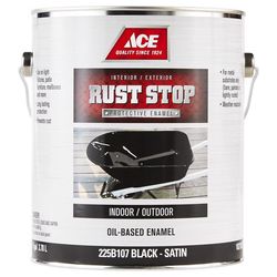Ace Rust Stop Indoor and Outdoor Satin Black Oil-Based Enamel Rust Prevention Paint 1 gal