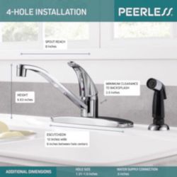 Peerless One Handle Chrome Kitchen Faucet Side Sprayer Included