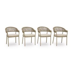 Signature Design by Ashley Ocean Park Brown Aluminum Frame Contemporary Armchair Beige