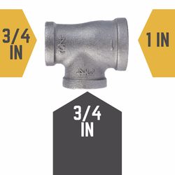STZ Industries 1 in. FIP each X 3/4 in. D FIP 3/4 in. D FIP Black Malleable Iron Reducing Tee