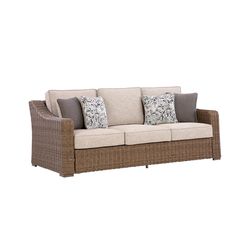 Signature Design by Ashley Carmel Bay Brown Aluminum Frame Casual Sofa Beige