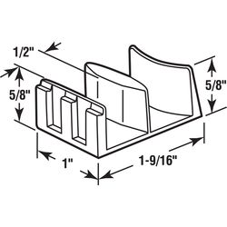 Prime-Line 5.4 in. H X 1-9/16 in. W Clear Frameless Shower Door Bottom Guide