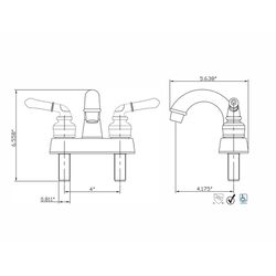 Ultra Faucets Non-Metallic Polished Chrome Traditional Centerset Bathroom Sink Faucet 4 in.
