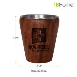 Totally Bamboo 2.3 oz Natural Acacia Wood/Stainless Steel New Mexico Shot Glass