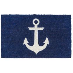 Entryways Sweet Home 28 in. W X 17 in. L Blue/White Anchor Coir Door Mat