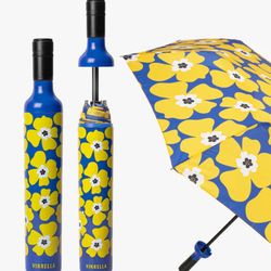 Vinrella Blue Floral 38 in. D Umbrella