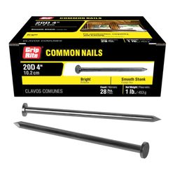 Grip-Rite 20D 4 in. Common Bright Steel Nail Flat Head 1 lb