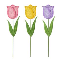 Glitzhome Easter Multicolored Metal 24 in. H X 6 in. L X 1 in. W Tulips Yard Stake Set