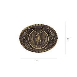 Montana Silversmiths Heritage Outdoor Wild Stag Carved Black/Gold Belt Buckle