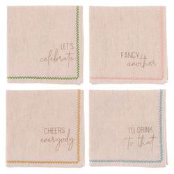 Karma Cocktail Multicolored Celebration Cotton Napkin Set 10 in. L X 10 in. W