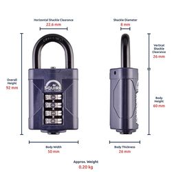 Squire 3.62 in. H X 1.97 in. W X 1.02 in. L Hardened Steel 4-Dial Combination Combination Padlock