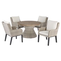 Living Accents Dayton 5 pc Greige Steel Dining Set White