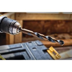 DeWalt Black & Gold 1/4 in. X 4 in. L High Speed Steel Split Point Drill Bit Round Shank 1 pc