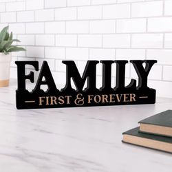 P Graham Dunn 4.25 in. H X 13.5 in. L Black MDF Family First & Forever