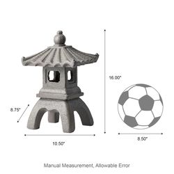 Glitzhome Gray Fiberglass 16 in. H X 10.5 in. L X 8.75 in. W Faux Concrete Pagoda Statue