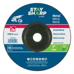 Stay Sharp 7 in. D X 7/8 in. X 1/4 in. thick Grinding Wheel 1 pc