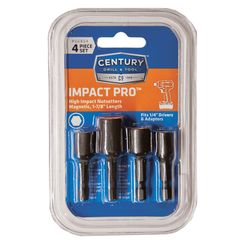 Century Drill & Tool Impact Pro 1/4 in. X 2-9/16 in. L High Speed Steel Magnetic Nut Setter Set 4 pc