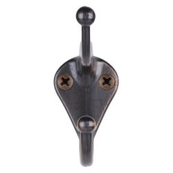 Ace 3 in. L Antique Brass Gold Brass Small Coat and Hat Hook 2 pk