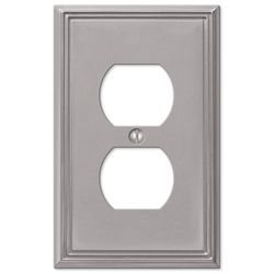 Amerelle Metro Brushed Nickel 1 gang Die-Cast Metal Duplex Wall Plate 1 pk