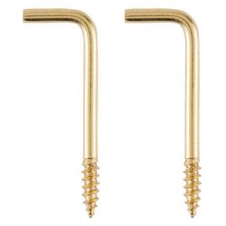 Ace Small Polished Brass Green Brass 1.375 in. L Square Bend Screw Hook 5 lb 5 pk