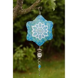 Spinfinity Designs Blue Stainless Steel 14 in. Snowflake Wind Spinner