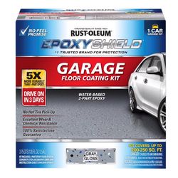Rust-Oleum Epoxyshield Gloss Gray Water-Based Amine Cured Epoxy Garage Floor Coating Kit 1 gal