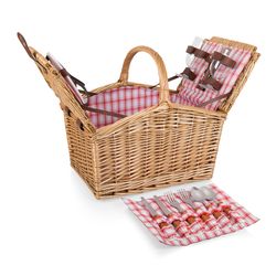 Picnic Time Piccadilly 16 in. L X 9.5 in. W X 14.5 in. H Red/White Picnic Basket