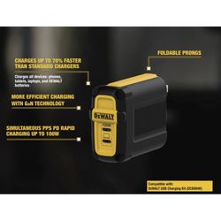 DeWalt 2 Port USB C Wall Charger 1 pk