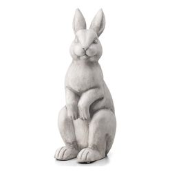 Glitzhome White Fiberglass 22.75 in. H X 11 in. L X 8.5 in. W Standing Rabbit Statue