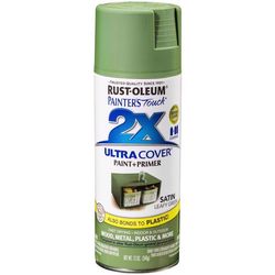 Rust-Oleum Painter's Touch 2X Ultra Cover Satin Leafy Green Paint+Primer Spray Paint 12 oz
