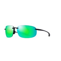 Maui Jim Hookipa Xlarge Sunglasses Unisex Translucent Matte Grey Frame Maui Green Lens Polarized