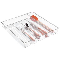 iDesign Linus Clear Plastic Cutlery Tray
