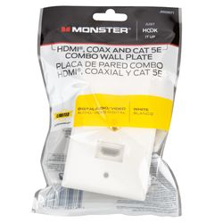 Monster Just Hook It Up White 1 gang Plastic Coaxial Wall Plate 1 pk